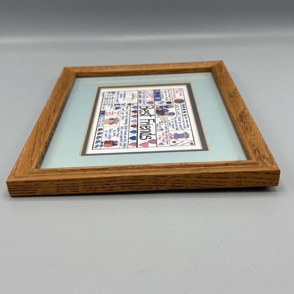 Giggles & Grins Wood Frame Matted Best Friends Print Friendship Love Kitschy Art - Picture 3 of 8